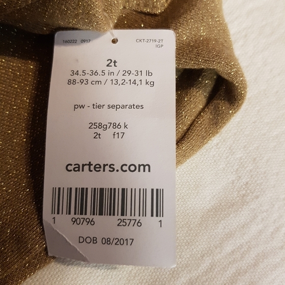 Carter's girls size 2T gold sparkly pull on pants holiday wear - Picture 5 of 5